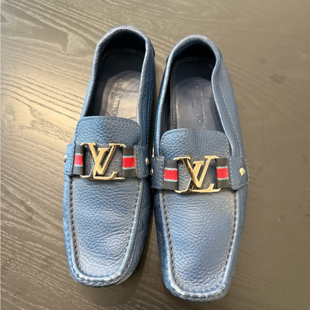 Louis Vuitton Blue Leather Loafers